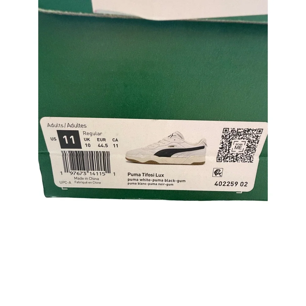 Puma Tifosi Lux White Black‎ Gum Mens Sneakers 402259-02 Size 11